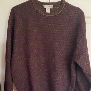Tricots St Raphael XL VintageWool Long SleeveNpullover sweater in burg and brown